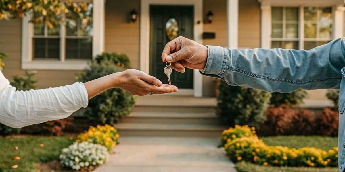 Hands receiving the keys to a new home